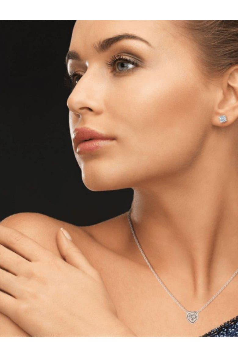 Heart Necklace 18k Gold Cubic Zirconia Crystal, Alternate, color, Silver