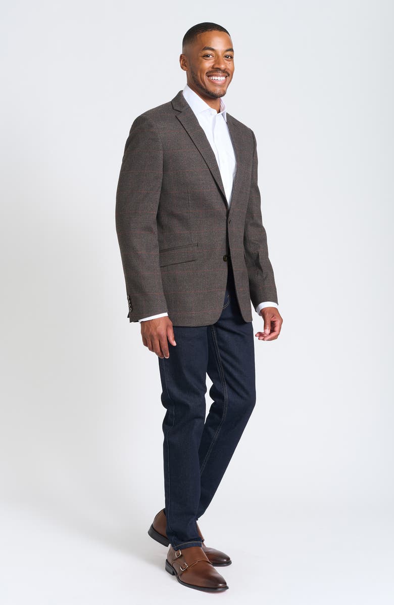 SAVILE ROW CO Brown Plaid Blazer, Alternate, color, Brown