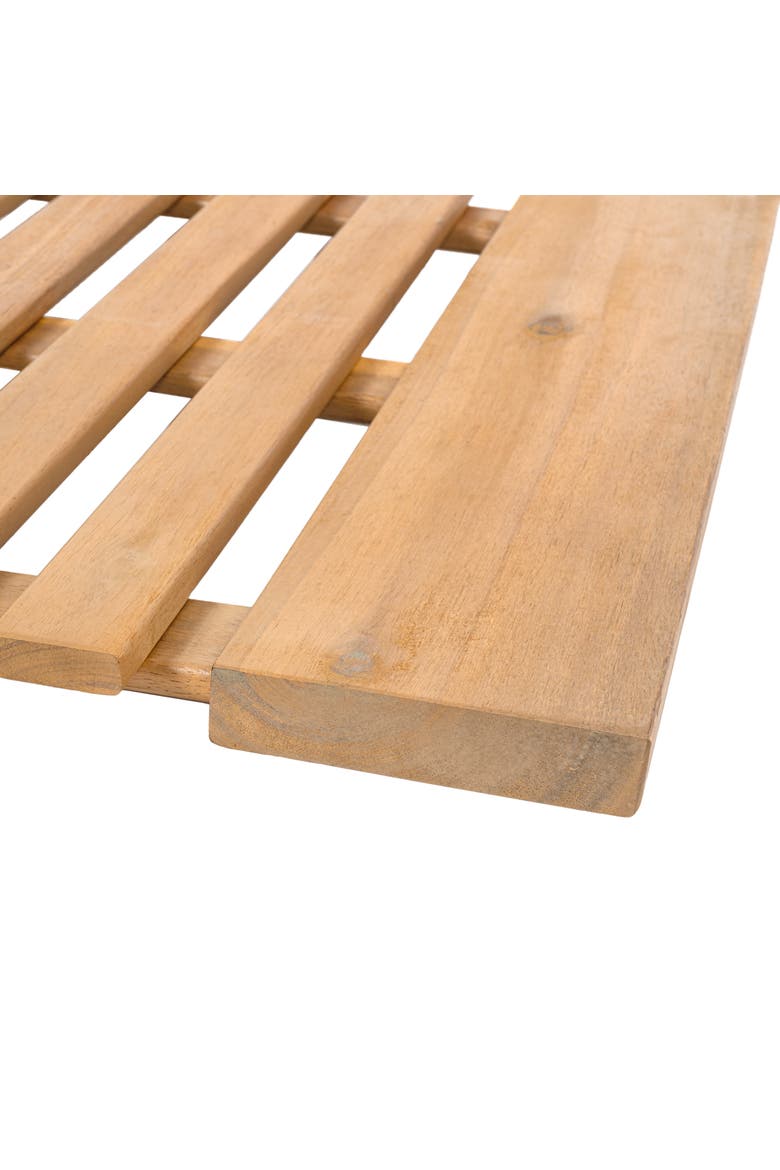 Paige Modern Classic Acacia Wood Slat Indoor/Outdoor Shower Mat, Alternate, color, Light Teak (16" X 26")