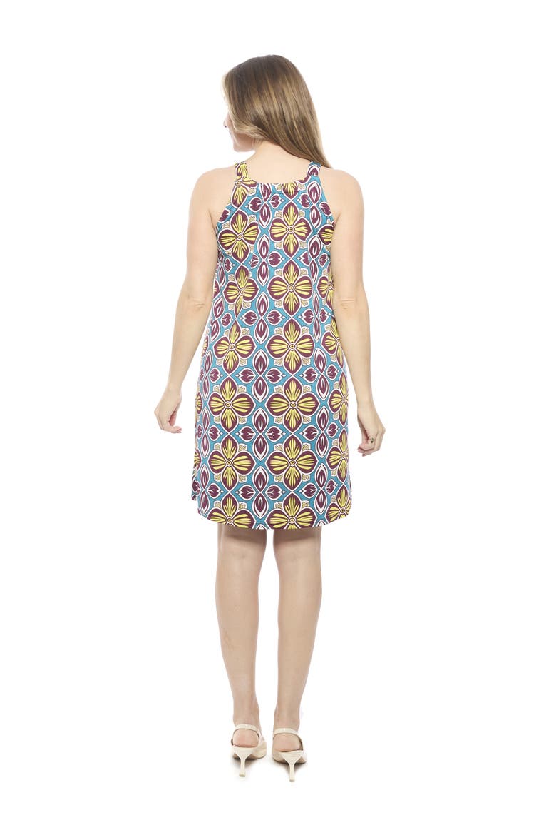 Womens Floral Knee Length Paisley Sleeveless Keyhole Dress, Alternate, color, Blue Multi