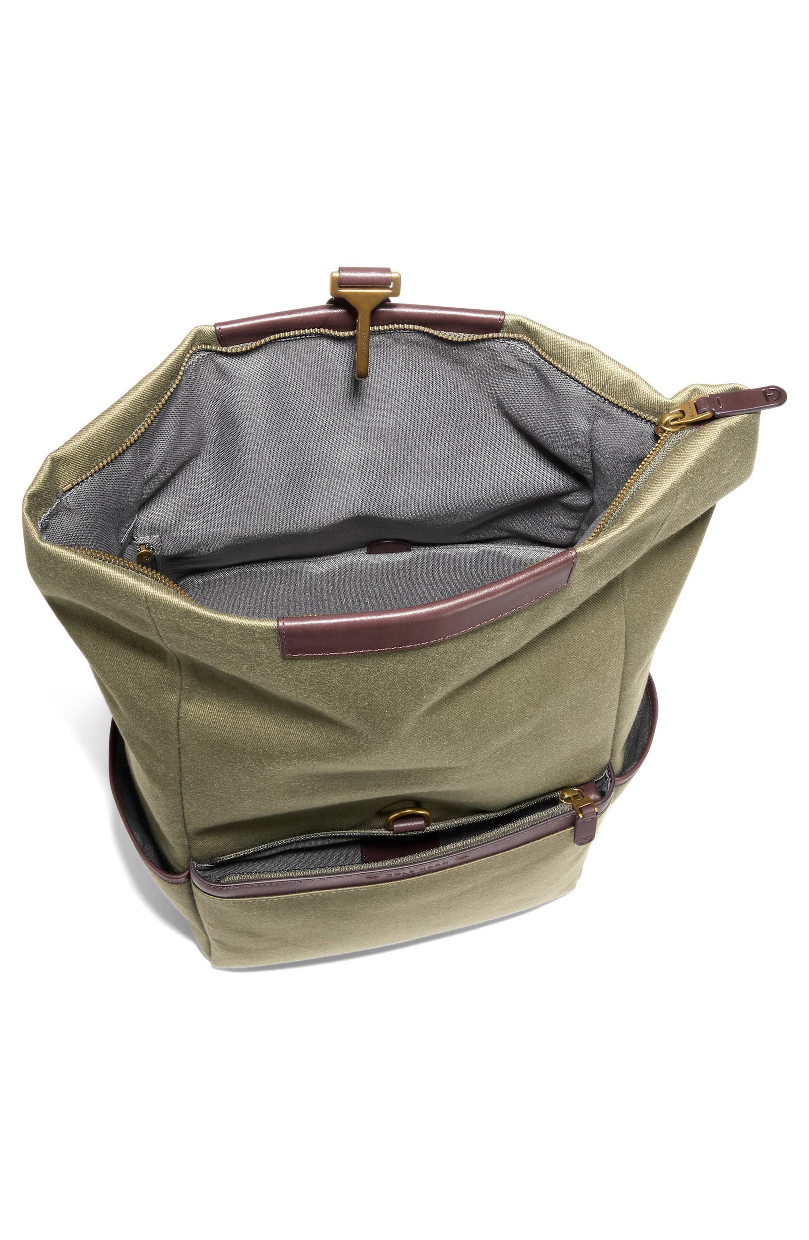 Cole Haan Judson Brushed Twill Backpack, Alternate, color, Olive Green/ Ch Madiera