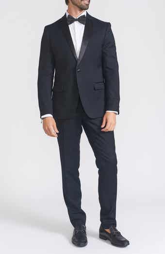 SAVILE ROW CO Slim Fit Satin Notch Lapel Tuxedo