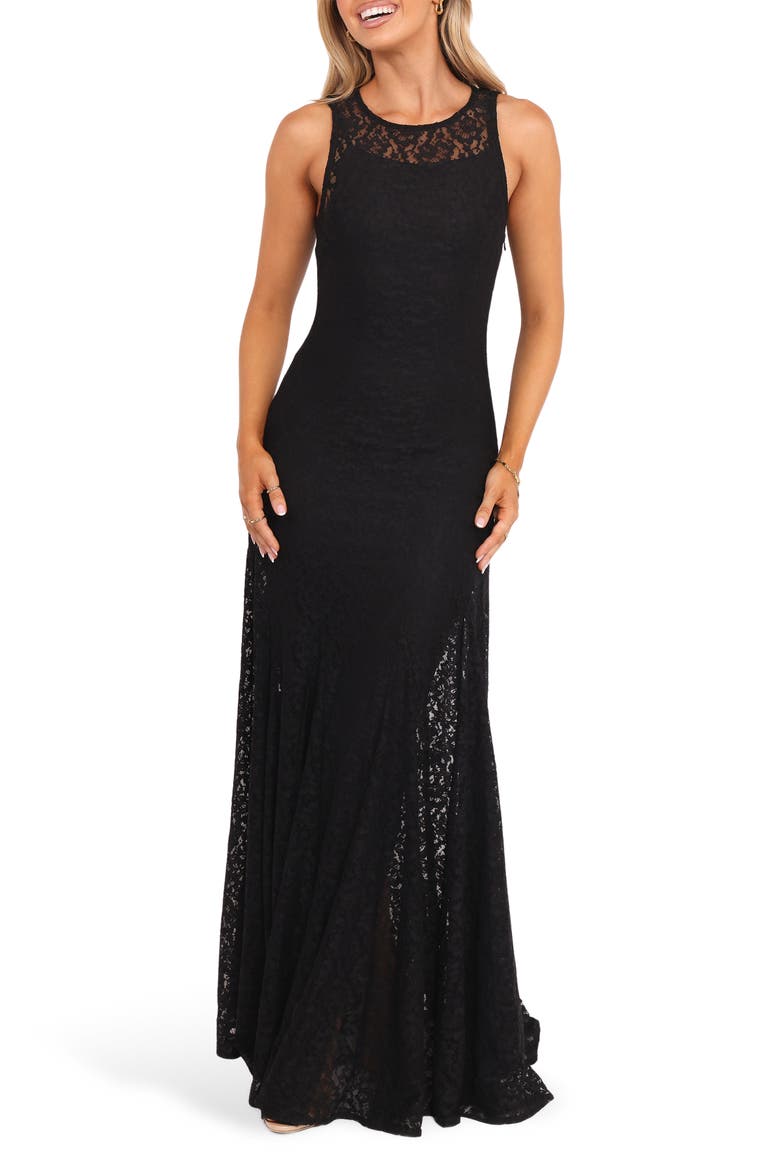 Keani Lace Maxi Dress, Main, color, BLACK LACE