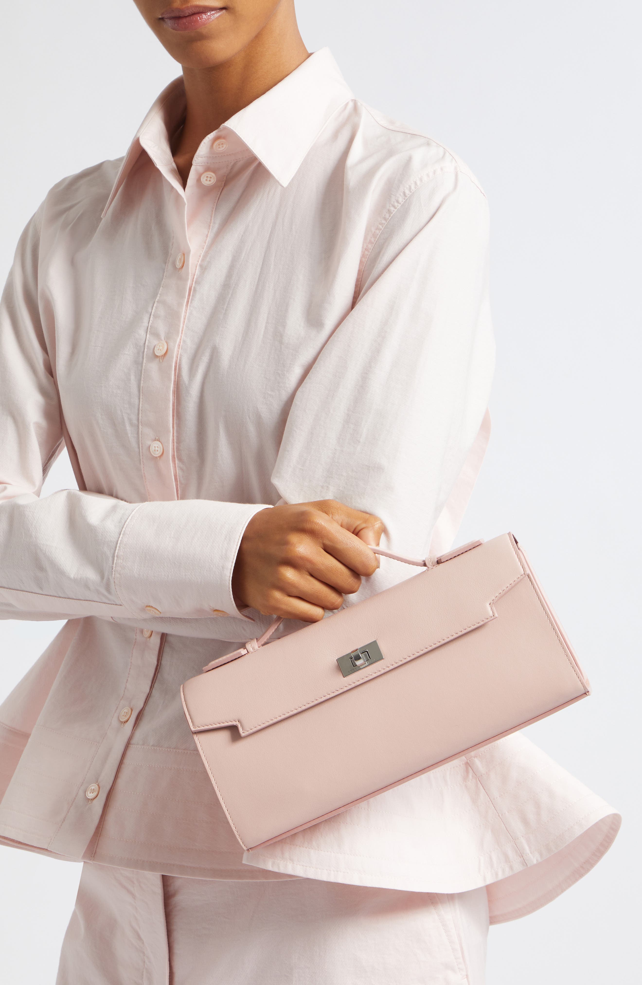 Mortimer Leather Clutch, Alternate, color, SHELL PINK