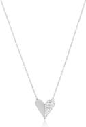 The Lovery Fine Jewelry Half & Half CZ Single Heart Necklace