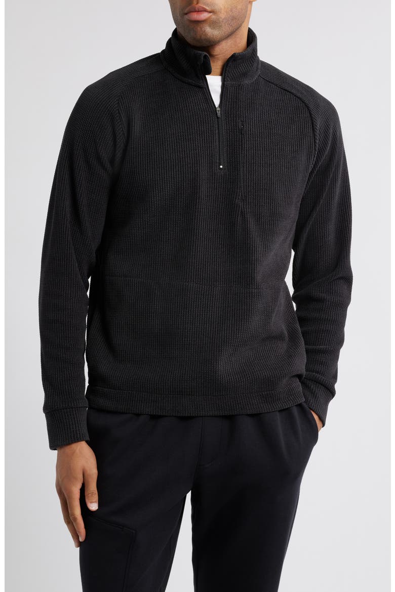 Ridge Brushed Fleece Quarter Zip Pullover, Main, color, BLACK
