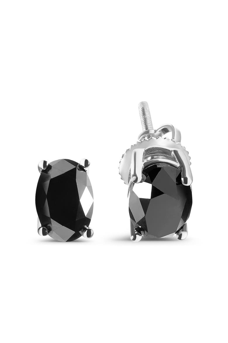 14K White Gold 3.00 Cttw Black Diamond Solitaire Stud Earrings, Alternate, color, White