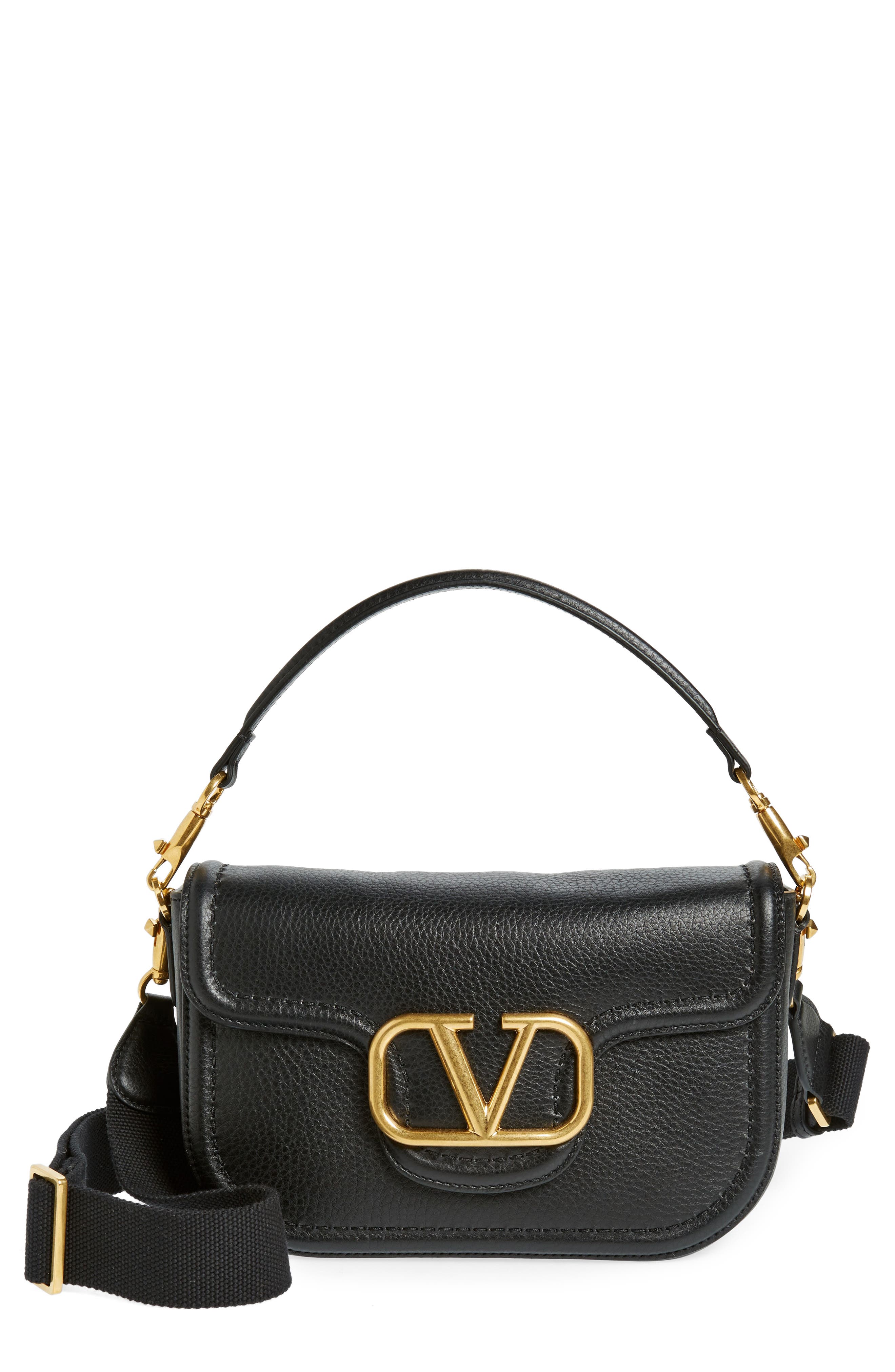 Valentino Garavani Leather Shoulder Bag, Main, color, 0No Nero