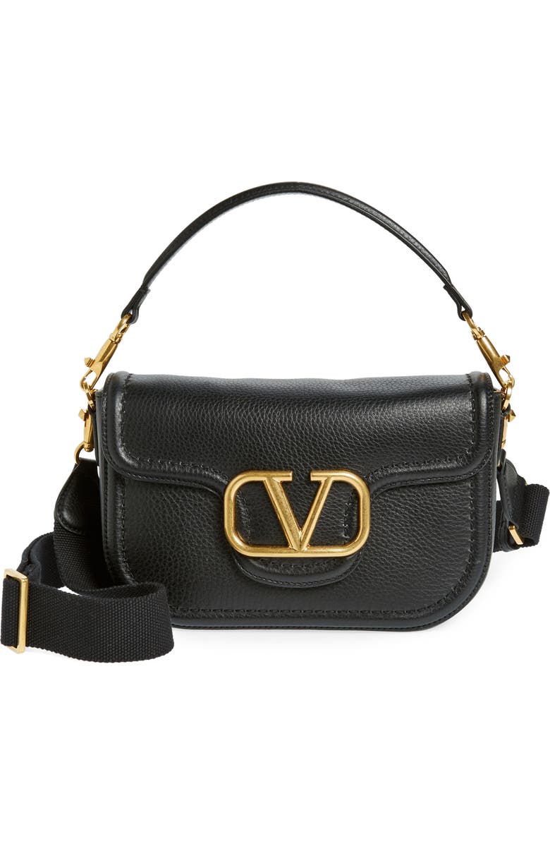 Valentino Garavani Leather Shoulder Bag, Main, color, 0No Nero