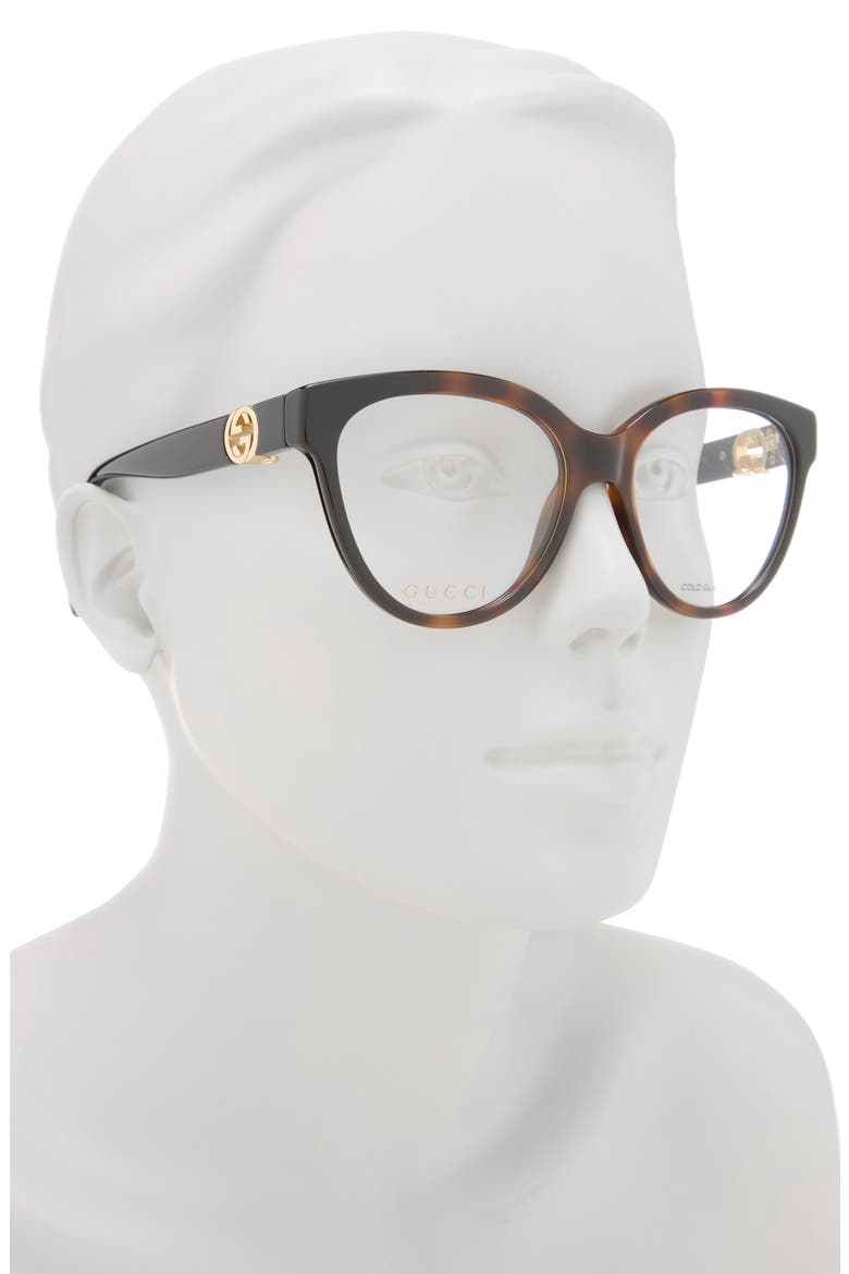 54mm Cat Eye Optical Frames, Alternate, color, HAVANA BLACK TRANSPARENT