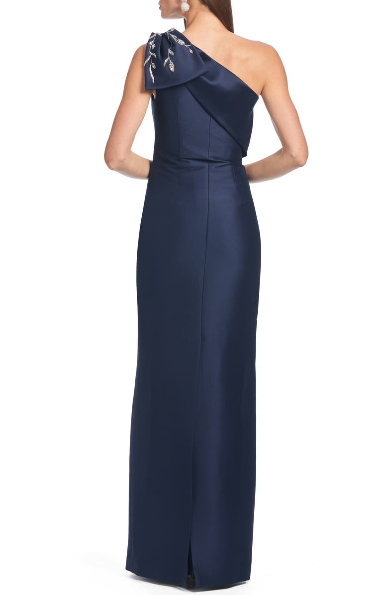 Sachin & Babi Olivia One-Shoulder Satin Gown, Alternate, color, Night Sky