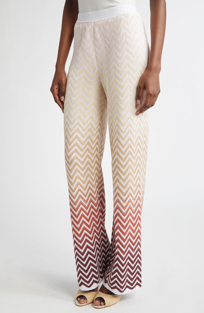 Missoni Gradient Zigzag Jacquard Knit Wide Leg Pants, Alternate, color, 