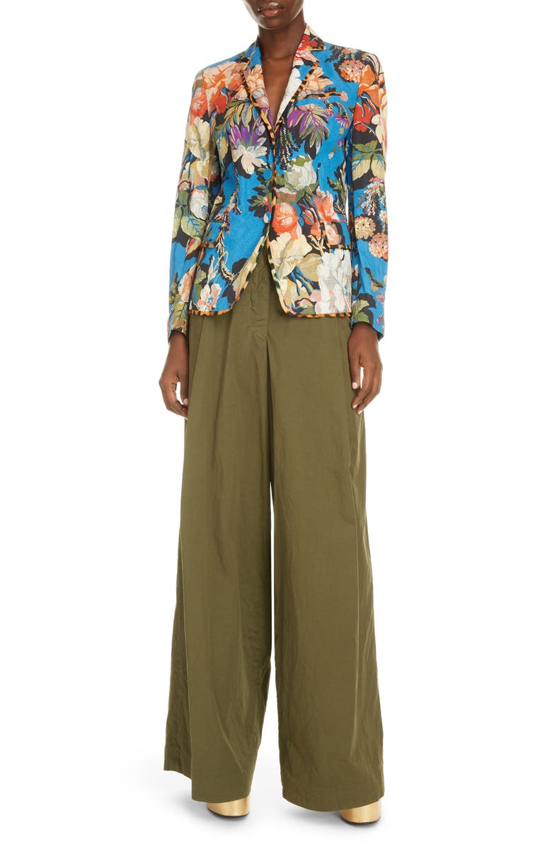 Dries Van Noten Belma Floral Silk Blend Jacquard Blazer, Alternate, color,