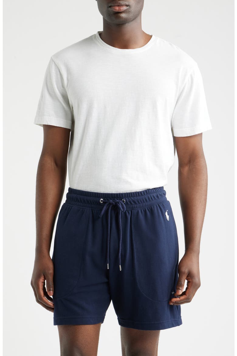 Featherweight 6-Inch Cotton Blend Piqué Pajama Shorts, Main, color, BLUE