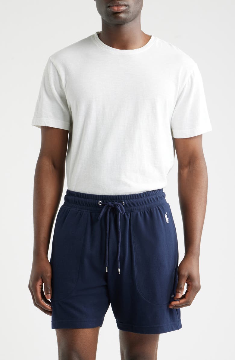 Polo Ralph Lauren Featherweight 6-Inch Cotton Blend Piqué Pajama Shorts, Main, color, Blue