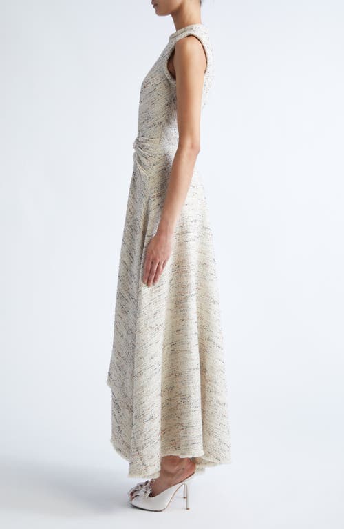 Giambattista Valli Asymmetric Draped Tweed Dress In Brown