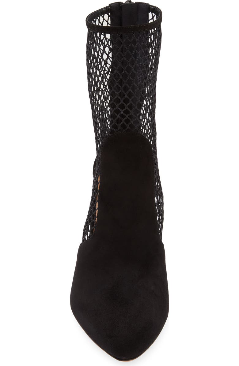 Aquazzura Brera Pointed Toe Mesh Bootie, Alternate, color,
