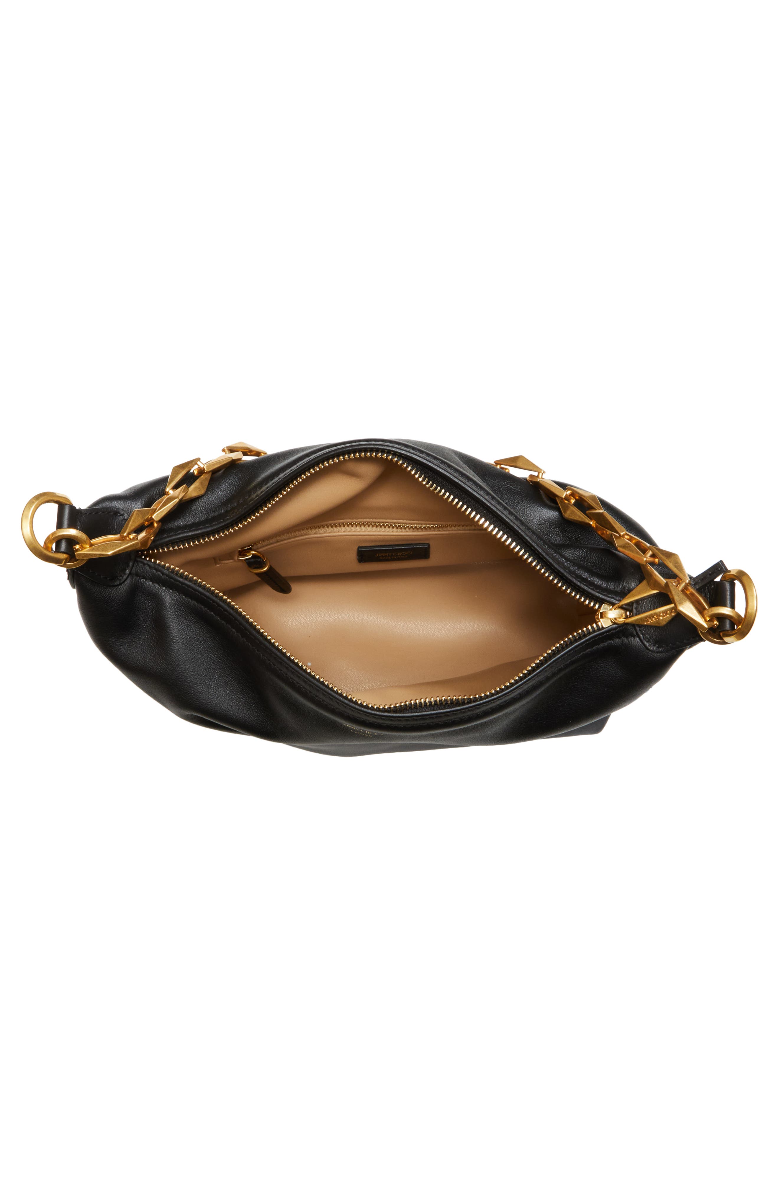 Jimmy Choo Small Diamond Leather Hobo Bag, Alternate, color, 