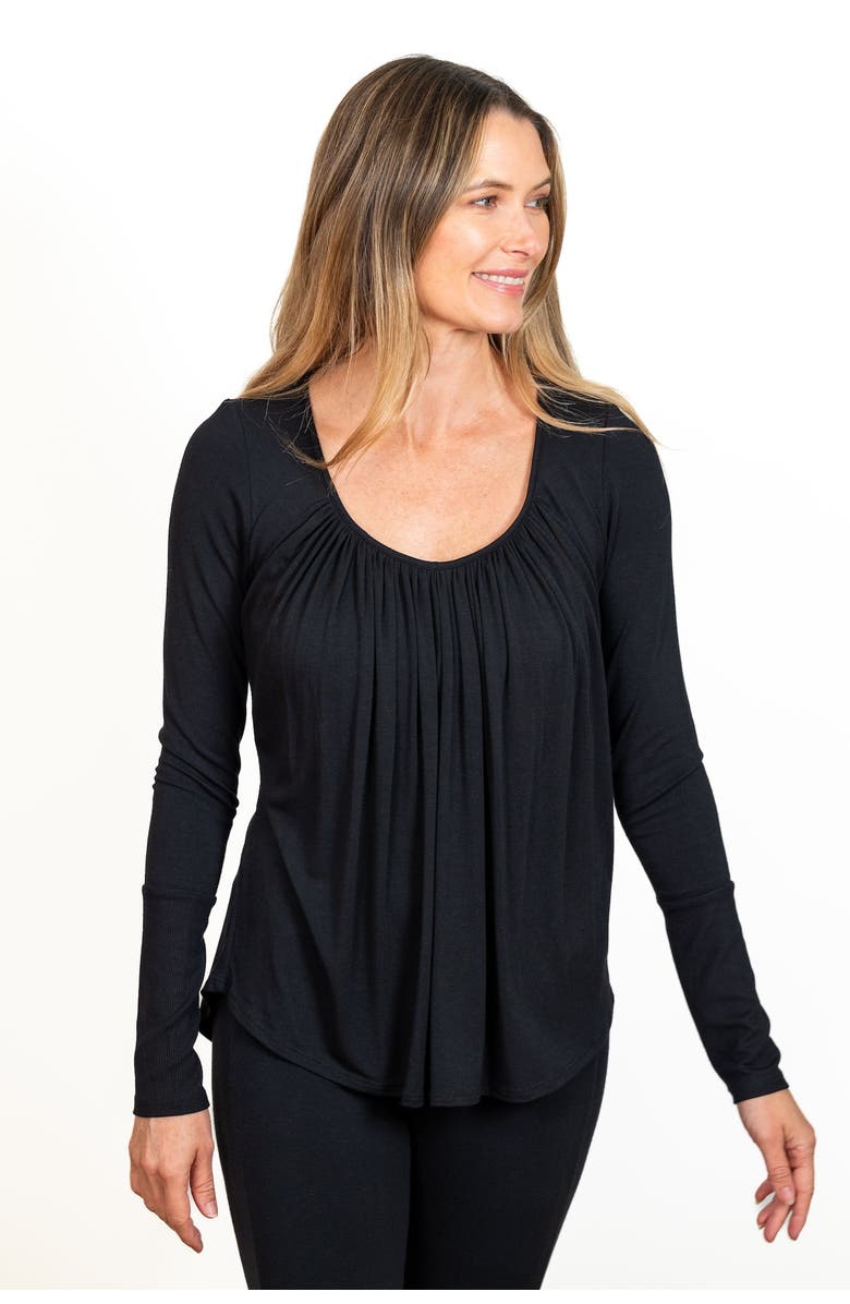 JJwinks Full Moon Built-In Shelf Lounge & Sleep Long Sleeve Top, Alternate, color, Black