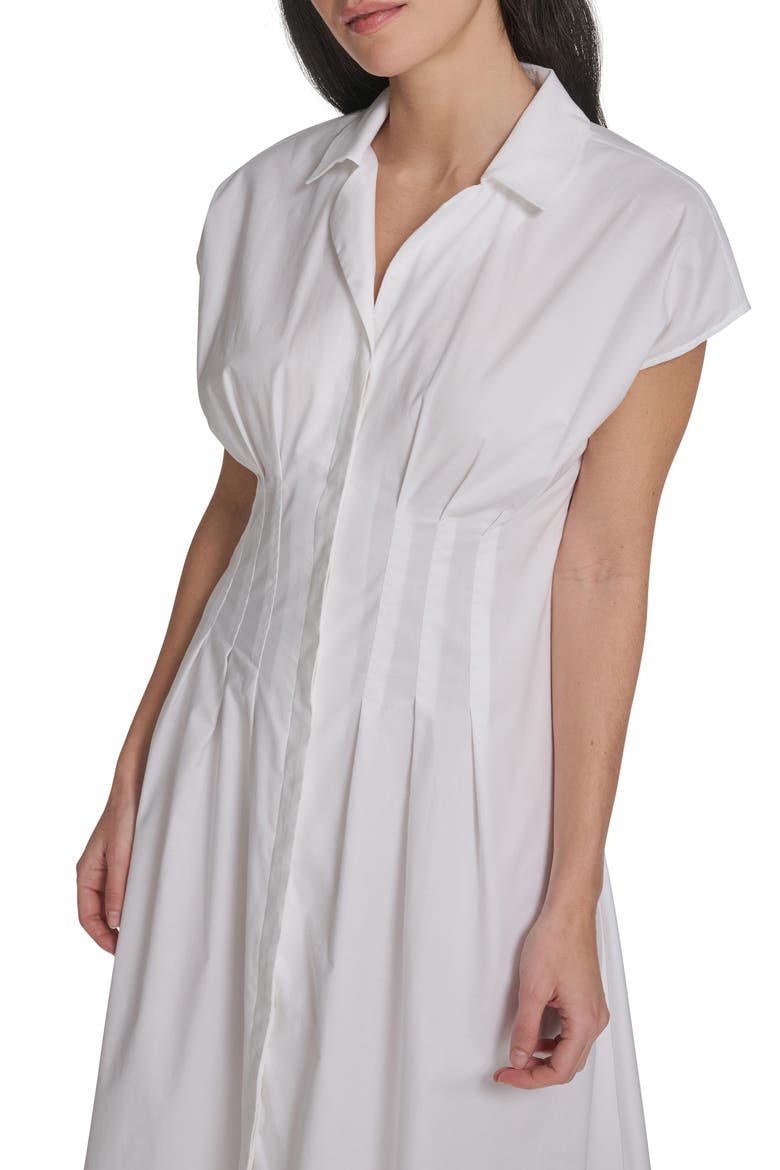 Cap Sleeve Cotton Blend A-Line Shirtdress, Alternate, color, WHITE