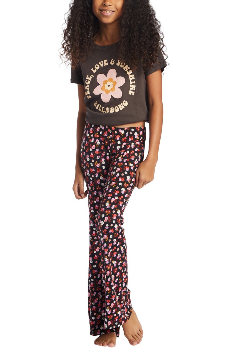 Billabong Kids' Tell Me Print Flared Pants, Main, color, 