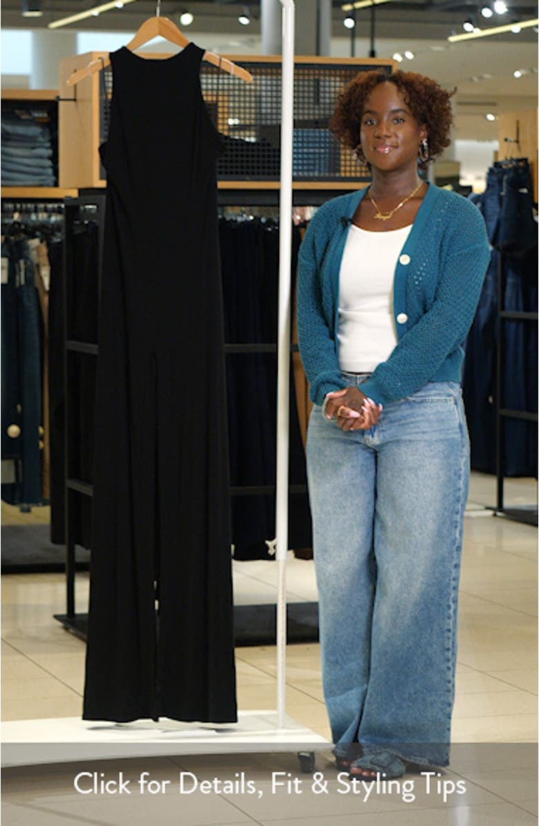 Smooth Halter Wide Leg Jumpsuit, sales video thumbnail