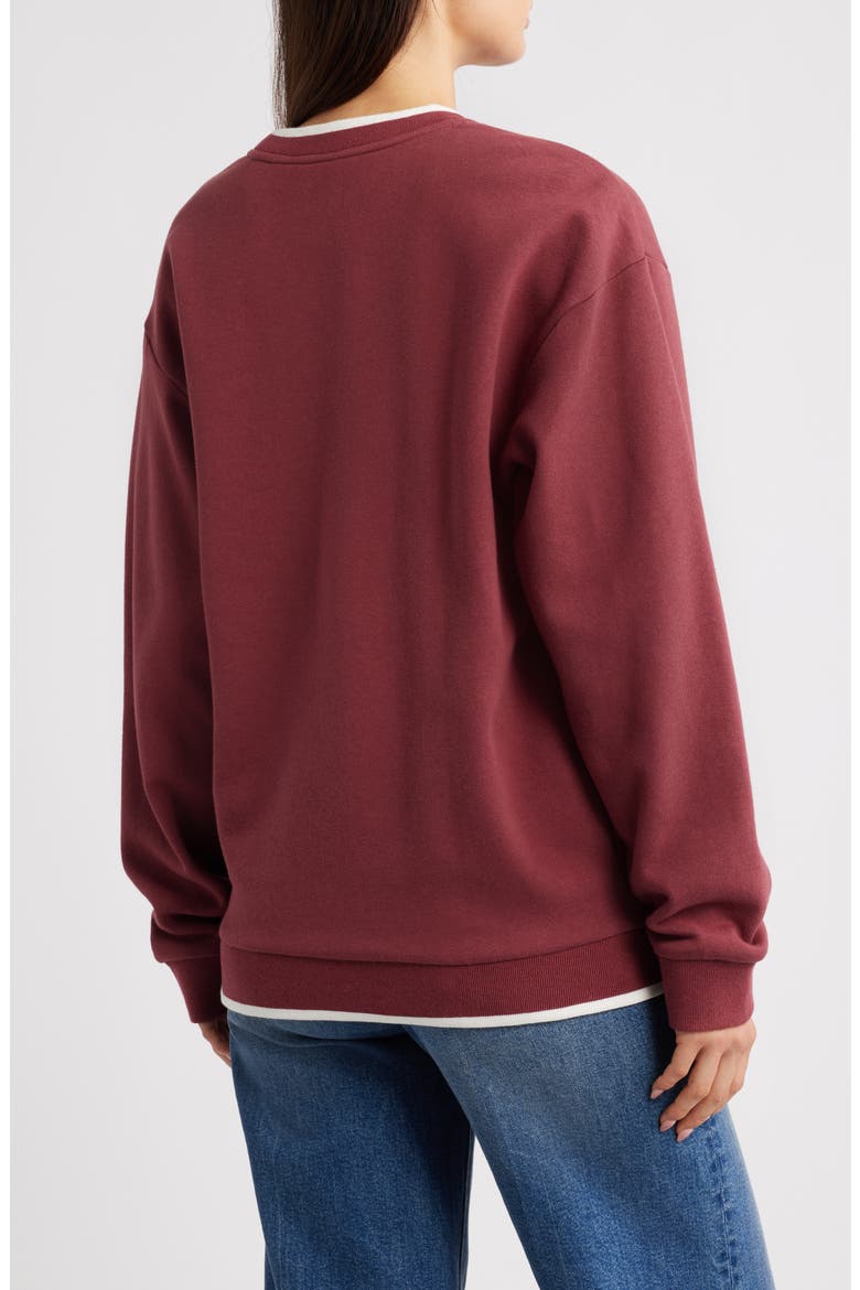 Teddy Bear Santa Embroidered Graphic Sweatshirt, Alternate, color, OXBLOOD RED