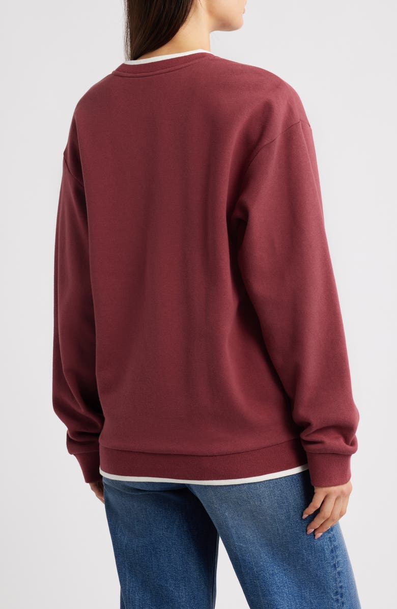 GOLDEN HOUR Teddy Bear Santa Embroidered Graphic Sweatshirt, Alternate, color, Oxblood Red