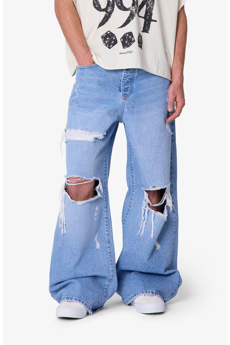 Thermal Patch Relaxed Wide Leg Ripped Jeans, Alternate, color, BLUE