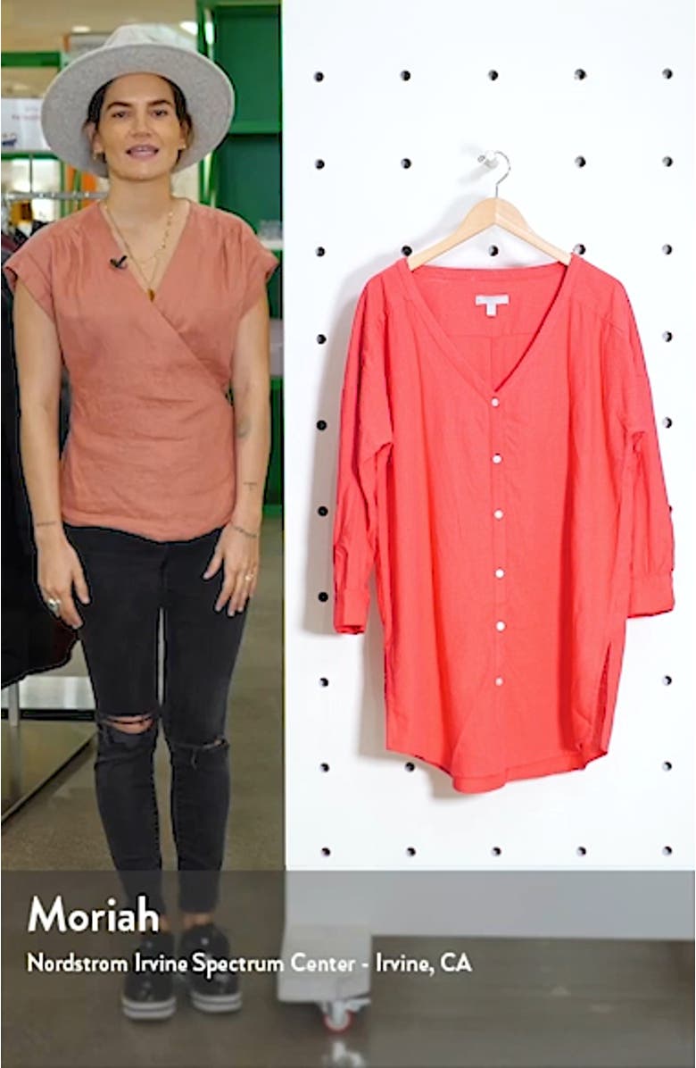 Oversize Linen Blend Cover-Up Shirt, sales video thumbnail