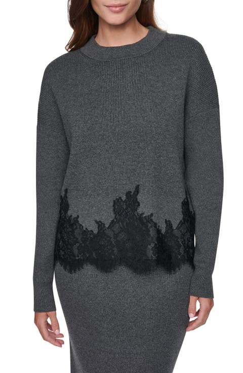 Lace Trim Crewneck Sweater