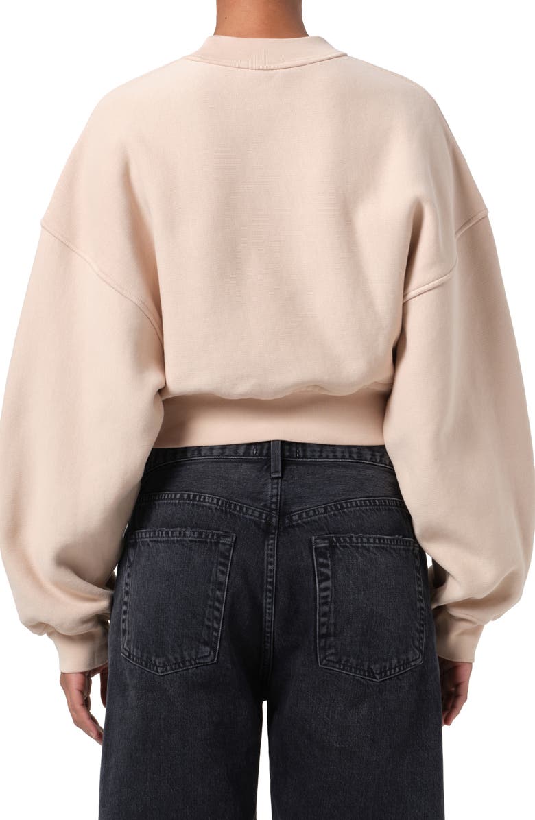 AGOLDE Kit Cotton Fleece Crop Sweatshirt, Alternate, color, Wafer (Dusty Nude Peach)