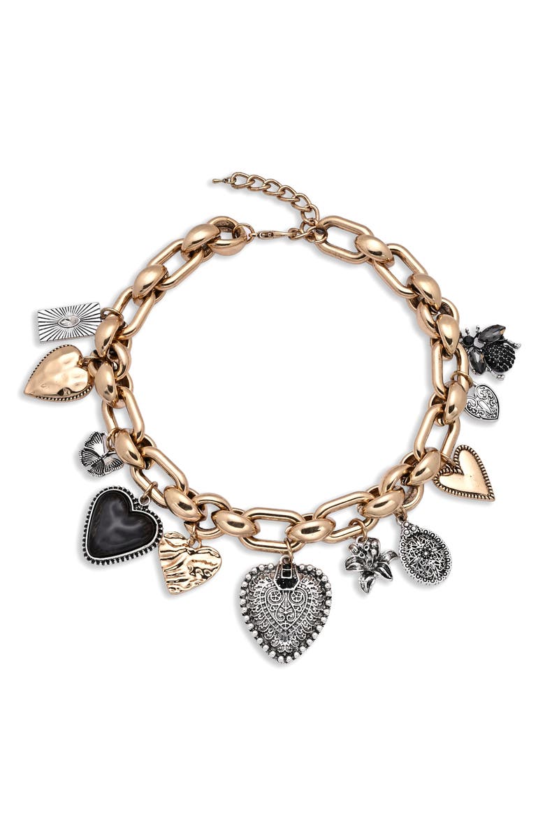 EYE CANDY LOS ANGELES Hearts Charm Necklace, Alternate, color, Gold