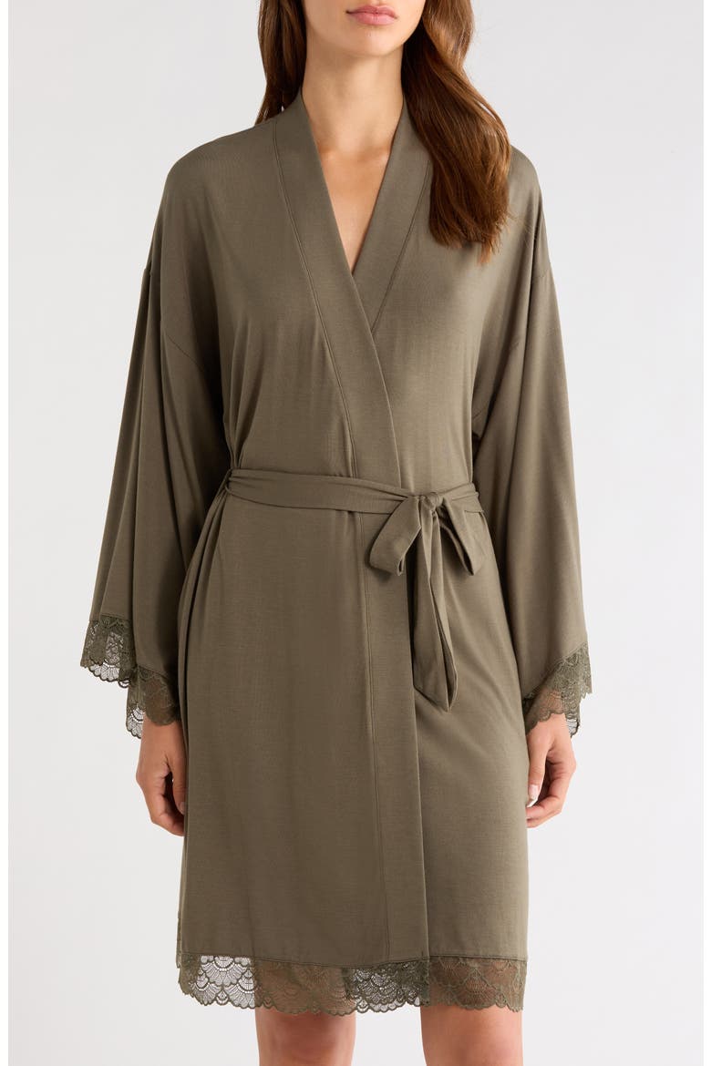 Moonlight Eco Lace Trim Robe, Main, color, OLIVE SARMA