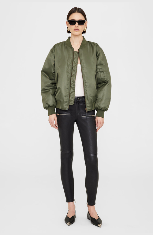 Anine Bing Leon Bomber In Green Polyester In Green