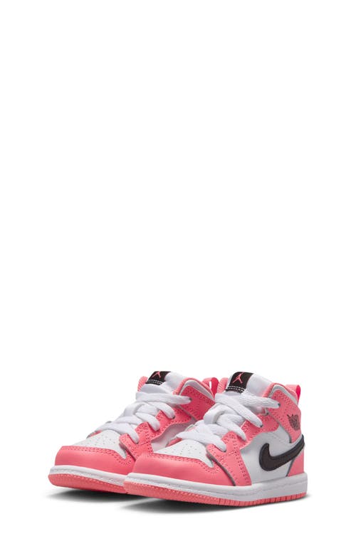 Kids' Air Jordan 1 Mid Sneaker in Pink Gaze/black/white at Nordstrom, Size 12