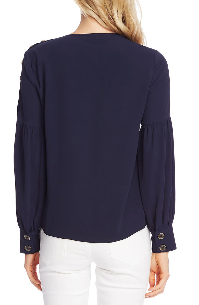 Vince Camuto Button Shoulder Bubble Sleeve Top, Alternate, color,