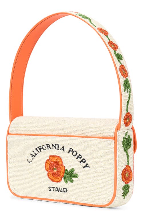 Shop Staud Tommy Beaded Shoulder Bag In California Poppy