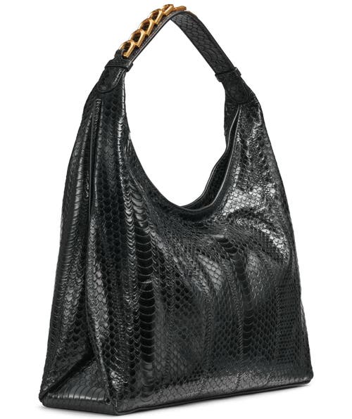 Donna Karan Bellmore Small Skipper Snake Shoulder Bag In Black/gold