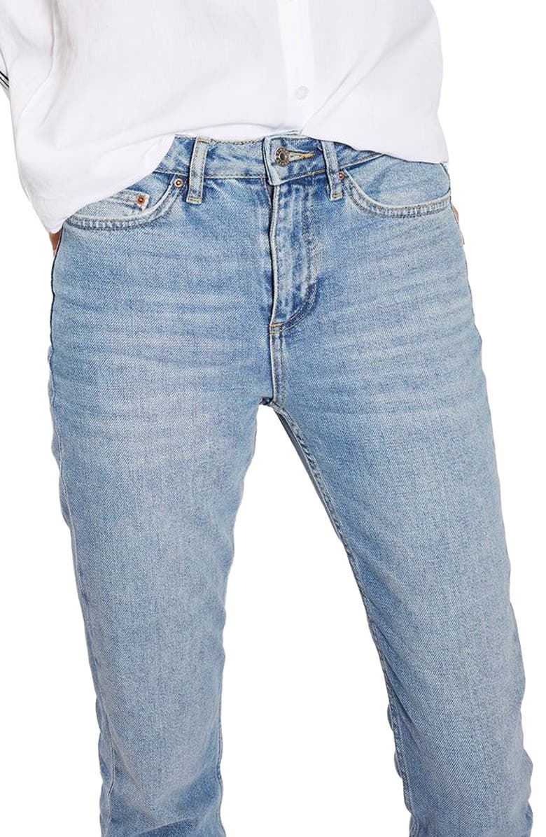 Topshop Raw Hem Straight Leg Jeans, Alternate, color, 