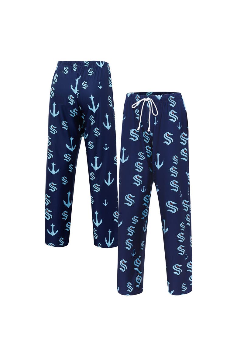 Women's Concepts Sport Deep Sea Blue Seattle Kraken Gauge Allover Print Knit Sleep Pants, Alternate, color, Navy
