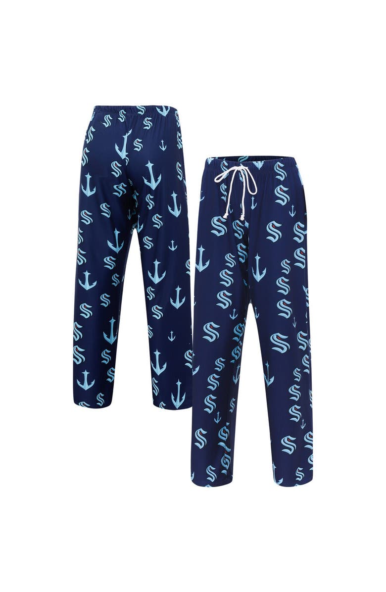 CONCEPTS SPORT Women's Concepts Sport Deep Sea Blue Seattle Kraken Gauge Allover Print Knit Sleep Pants, Alternate, color, Navy