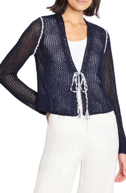 Nic + Zoe Nic+zoe Mesh Tie Cardigan In Blue