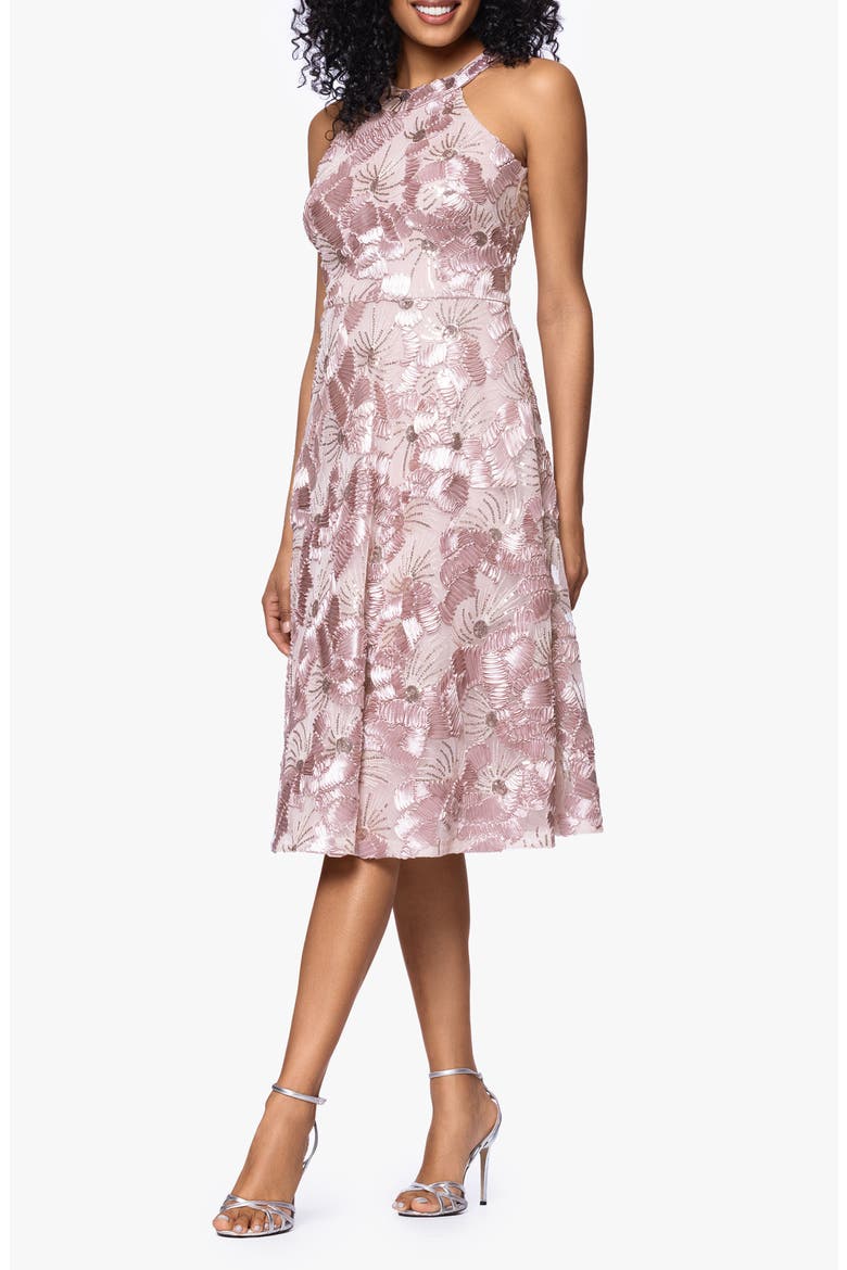 Soutache Sequin Sleeveless Cocktail Dress, Alternate, color, BLUSH
