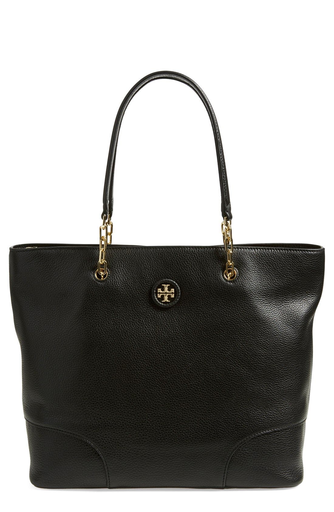 Tory Burch Pebbled Leather Tote, Main, color, 