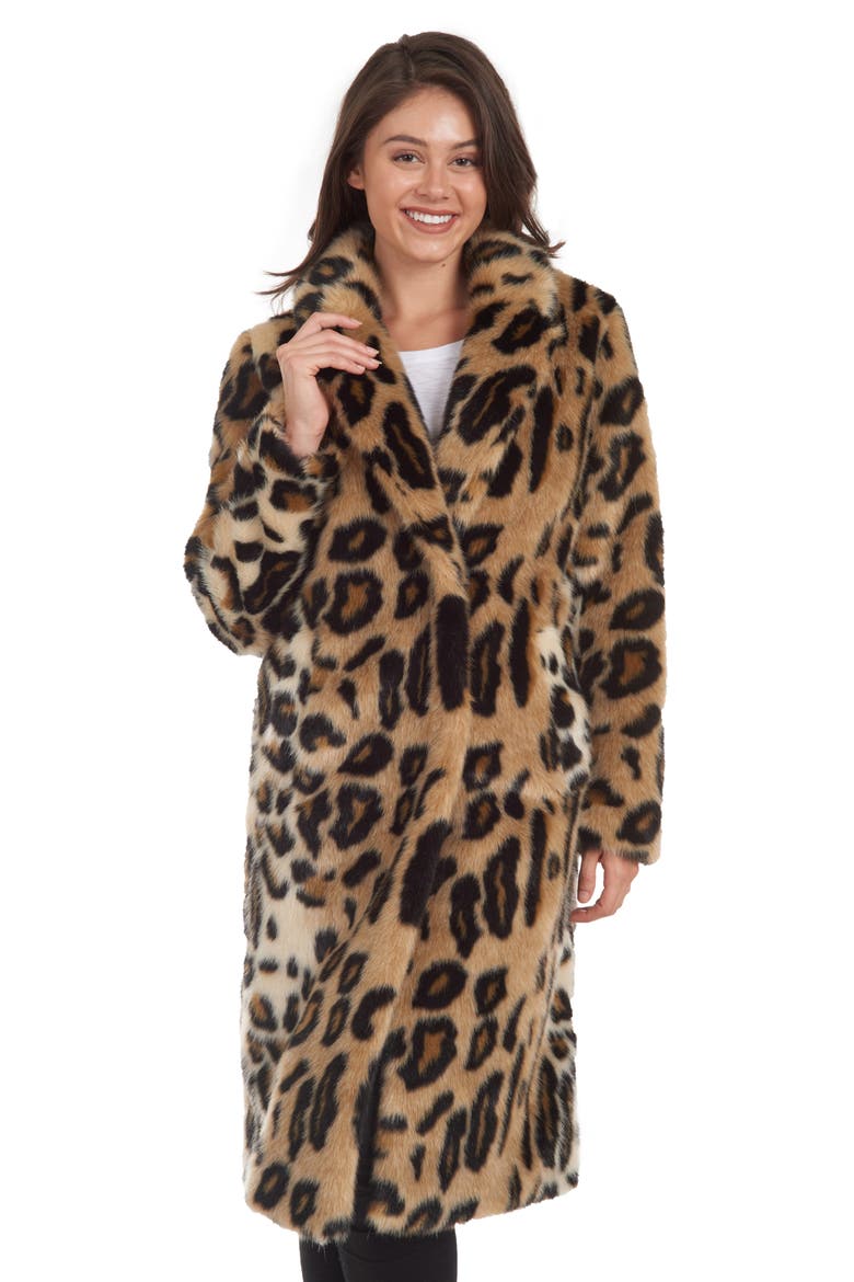Faux Fur Coat, Alternate, color, LEOPARD