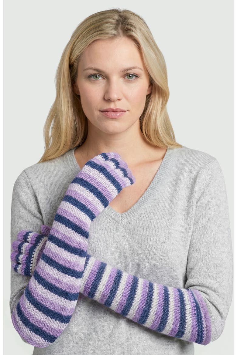 Cashmere long striped gloves, Main, color, Orchid/Purple
