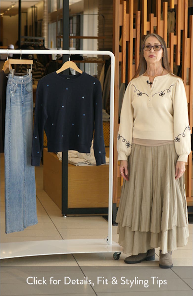 Ramona Star Embroidered Crewneck Sweatshirt, sales video thumbnail