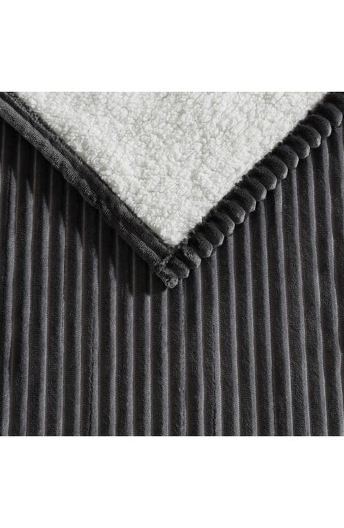 Eddie Bauer Mountain Valley Ribbed Plush Throw Blanket In Gray