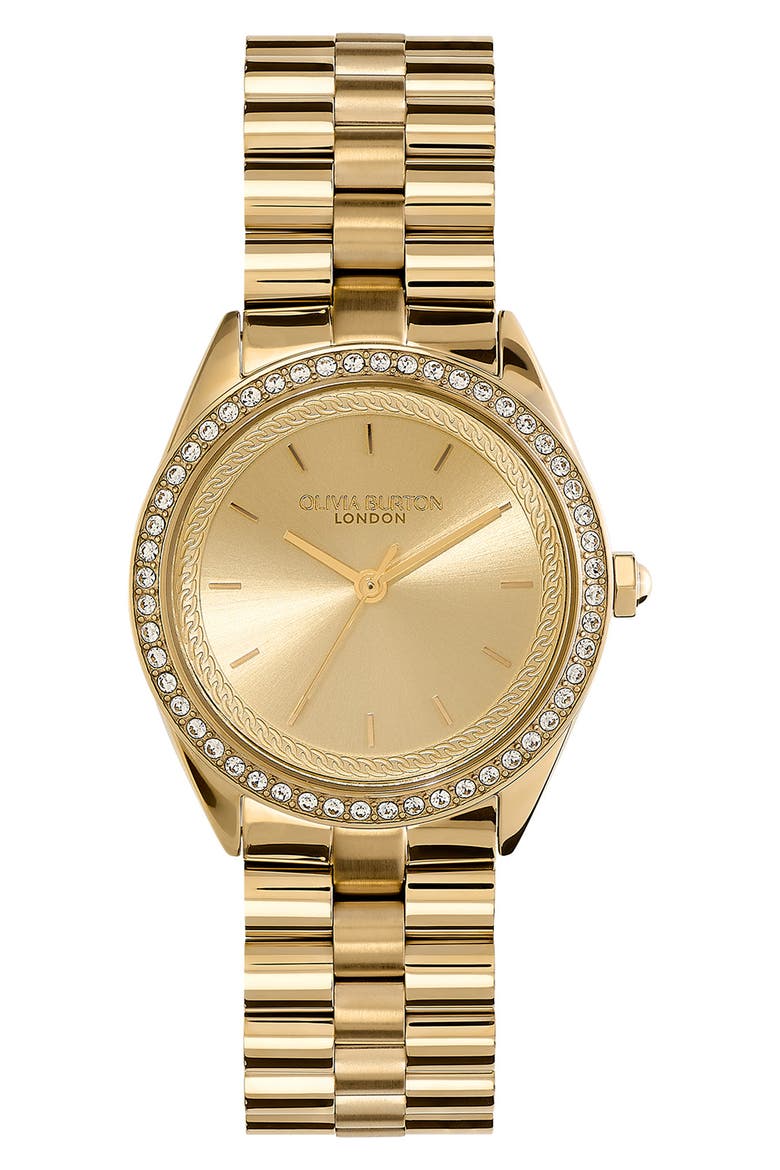 Bejewelled Bracelet Watch, 34mm, Main, color, GOLD
